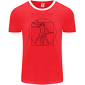 Guitar Vitruvian Man Guitarist Mens Ringer T-Shirt FotL Red/White