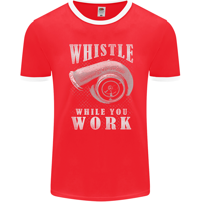 Whistle While You Work Turbo Cars Mens Ringer T-Shirt FotL Red/White