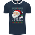 I Do It For the Ho's Funny Christmas Xmas Mens Ringer T-Shirt FotL Navy Blue/White