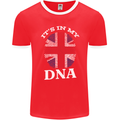 Britain Its in My DNA Funny Union Jack Flag Mens Ringer T-Shirt FotL Red/White