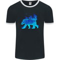 A Blue Flame Grizzly Bear Mens Ringer T-Shirt FotL Black/White