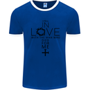 In Love With the Cross Christian Christ Mens White Ringer T-Shirt Royal Blue/White