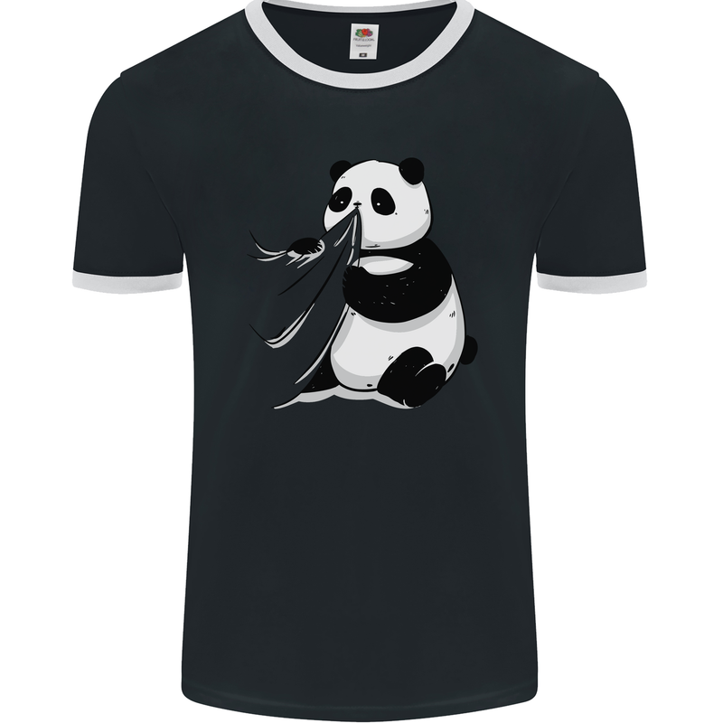 A Funny Panda Bear Mens Ringer T-Shirt FotL Black/White