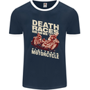 Death Races Flat Track Motorcycle Biker Mens Ringer T-Shirt FotL Navy Blue/White