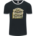 Destroy Patriarchy Not the Planet Climate Change Mens Ringer T-Shirt FotL Black/White