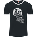 Viking Skull With Beard and Valknut Symbol Mens Ringer T-Shirt FotL Black/White