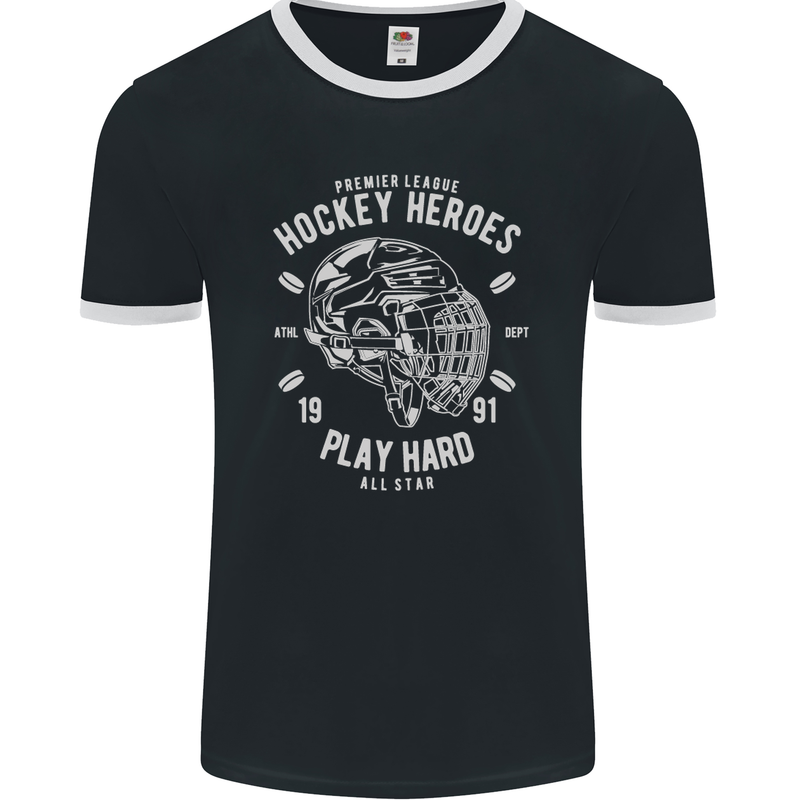 Hockey Heroes Street Ice Mens Ringer T-Shirt FotL Black/White