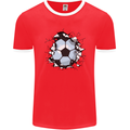 Football Smash Soccer Player Ball Mens Ringer T-Shirt FotL Red/White