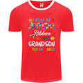 Autism Ribbon For My Grandson Autistic ASD Mens Ringer T-Shirt FotL Red/White