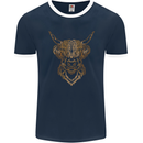 A Highland Cow Drawing Mens Ringer T-Shirt FotL Navy Blue/White