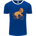 Cycling A Lion Riding a Bicycle Mens Ringer T-Shirt FotL Royal Blue/White