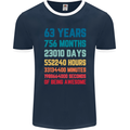 63rd Birthday 63 Year Old Mens Ringer T-Shirt FotL Navy Blue/White
