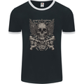 Heavy Metal Skull Rock Music Guitar Biker Mens Ringer T-Shirt FotL Black/White