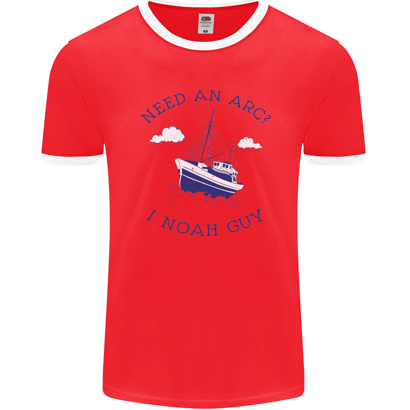 Need an Arc? I Noah Guy Funny Atheist Mens Ringer T-Shirt FotL Red/White