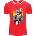 LGBT Cat Gay Pride Day Awareness Mens Ringer T-Shirt FotL Red/White