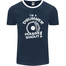 Drumming I'm a Drummer Please Shout Funny Mens Ringer T-Shirt FotL Navy Blue/White