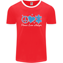 Peace Autism Austistic Mens Ringer T-Shirt FotL Red/White