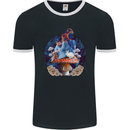 Trippy Alice Magic Mushrooms LSD Mens Ringer T-Shirt FotL Black/White