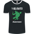 T-Rex Hates Handstands Gymnastics Dinosaur Mens Ringer T-Shirt FotL Black/White