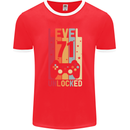 71st Birthday 71 Year Old Level Up Gamming Mens Ringer T-Shirt FotL Red/White