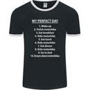 Motorbikes My Perfect Day Biker Motorcycle Mens Ringer T-Shirt FotL Black/White