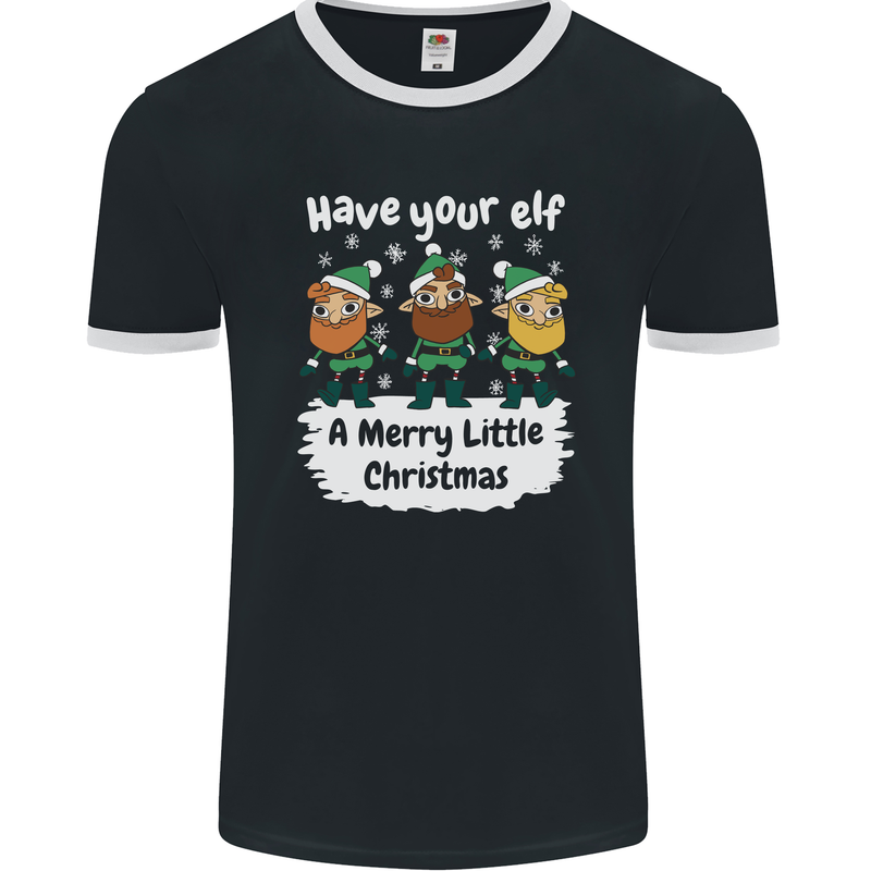 Have Your Elf a Merry Little Christmas Mens Ringer T-Shirt FotL Black/White