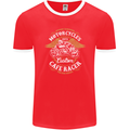 Biker Custom Cafe Racer Motorcycle Mens Ringer T-Shirt FotL Red/White