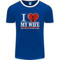 I Heart My Wife Motorbike Biker Motorcycle Mens Ringer T-Shirt FotL Royal Blue/White