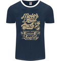 Motor Legend Biker Motorbike Motorcycle Mens Ringer T-Shirt FotL Navy Blue/White