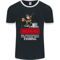 Start Talking About Fishing Funny Fisherman Mens Ringer T-Shirt FotL Black/White