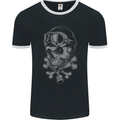 Biker Skull Rider Motorbike Motorcycle Mens Ringer T-Shirt FotL Black/White