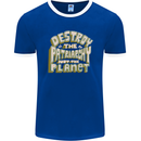 Destroy Patriarchy Not the Planet Climate Change Mens Ringer T-Shirt FotL Royal Blue/White