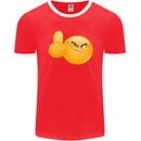 Emoji Middle Finger Flip Funny Offensive Mens Ringer T-Shirt FotL Red/White