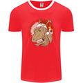 Dear Santa Funny Equestrian Horse Christmas Mens Ringer T-Shirt FotL Red/White