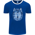 A Polygon Wolf Mens Ringer T-Shirt FotL Royal Blue/White