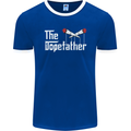 The Dopefather Funny Weed Drugs Cannabis Mens Ringer T-Shirt FotL Royal Blue/White