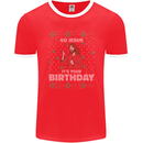 Go Jesus It's Your Birthday Funny Christmas Mens Ringer T-Shirt FotL Red/White