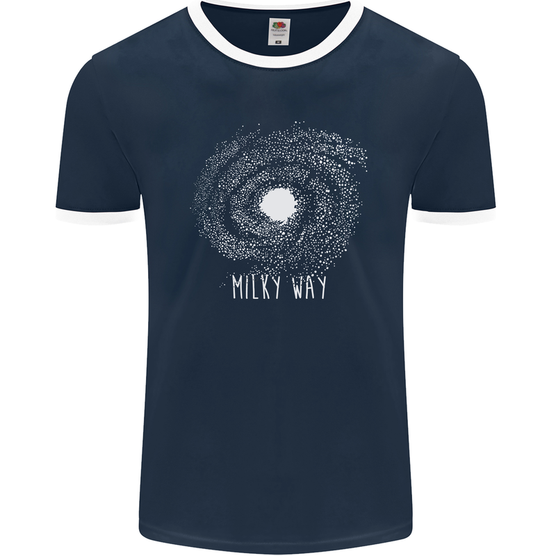 The Milky Way Astronomy Solar System Planet Mens Ringer T-Shirt FotL Navy Blue/White