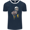 American Football Player Holding a Ball Mens Ringer T-Shirt FotL Navy Blue/White