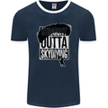 Straight Outta Skydiving Funny Freefall Mens Ringer T-Shirt FotL Navy Blue/White