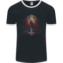 A Bird With a Gothic Vase and Roses Mens Ringer T-Shirt FotL Black/White
