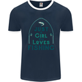 Just a Girl Who Loves Fishing Fisherwoman Mens Ringer T-Shirt FotL Navy Blue/White