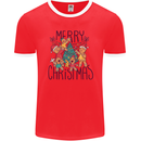 Gingerbread Man Merry Christmas Mens Ringer T-Shirt FotL Red/White