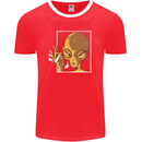 An Alien Smoking Weed Mens Ringer T-Shirt FotL Red/White