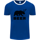 Beer Bear Funny Animal Alcohol Mens Ringer T-Shirt FotL Royal Blue/White