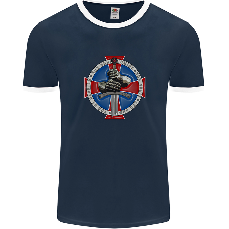 Non Nobis St. George Mens Ringer T-Shirt FotL Navy Blue/White