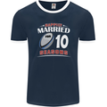 10 Year Wedding Anniversary 10th Rugby Mens Ringer T-Shirt FotL Navy Blue/White