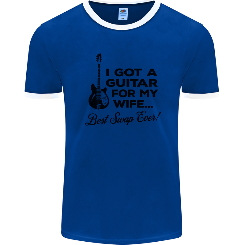 Guitar for My Wife Best Swap Ever Guitarist Mens Ringer T-Shirt FotL Royal Blue/White