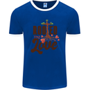Christian Rooted in Love Christianity Jesus Mens Ringer T-Shirt FotL Royal Blue/White