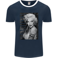 Marilyn Tattoo Mens Ringer T-Shirt FotL Navy Blue/White